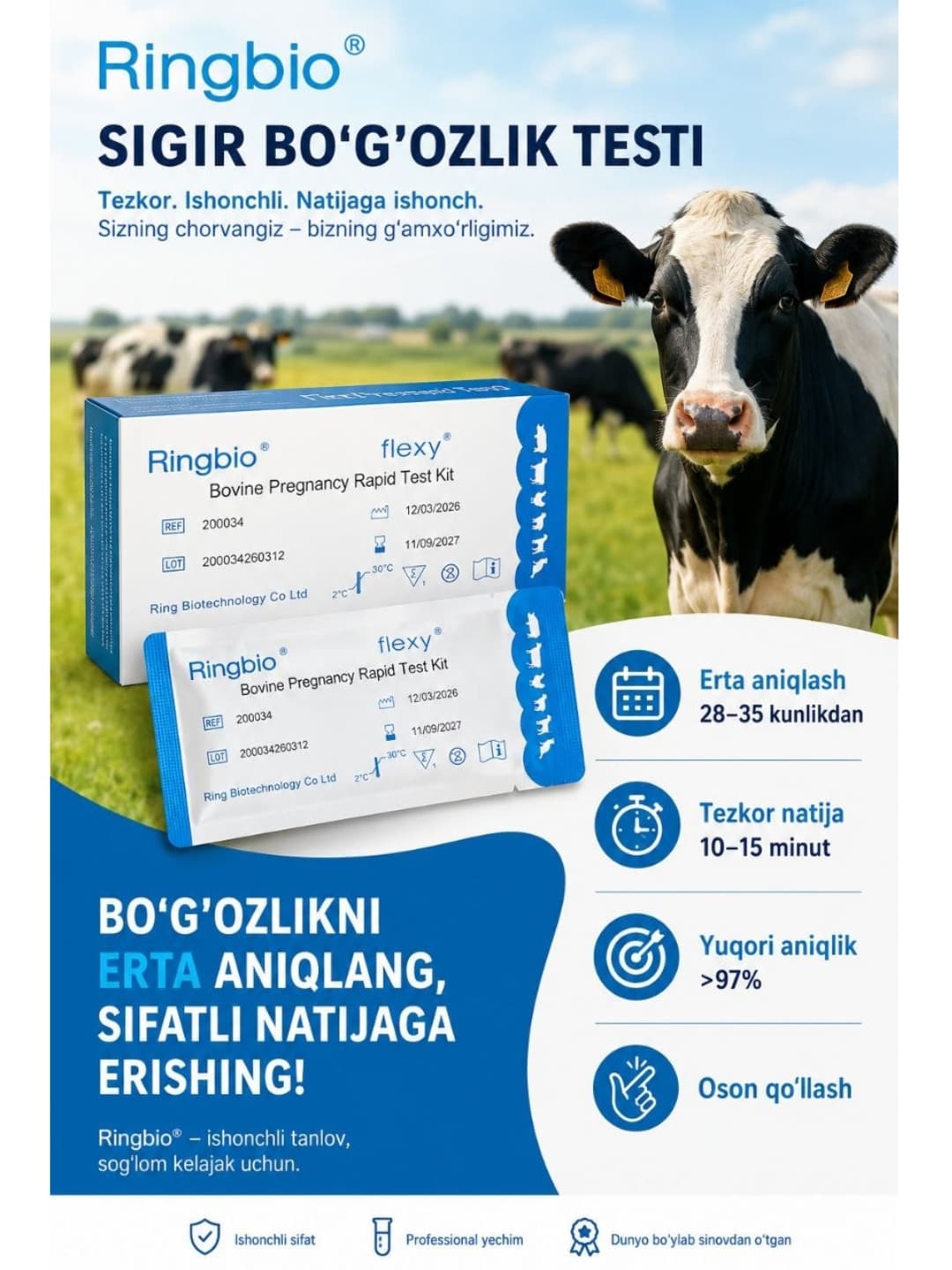 Ringbio Ekspress Sigir Bo‘g‘ozlik Testi