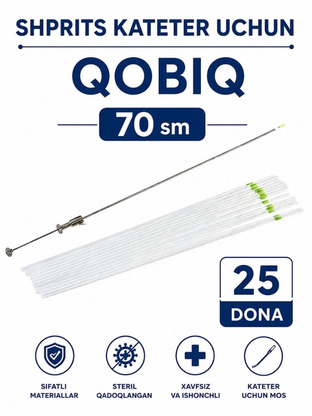 Shprits kateter uchun qobiq 70 sm, 25 dona